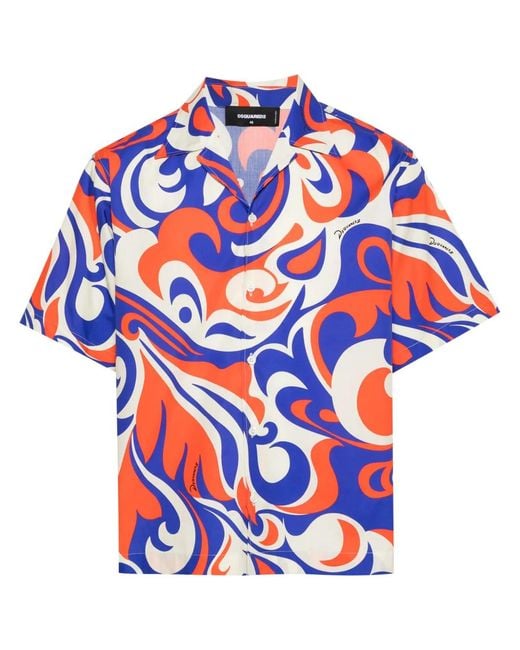 DSquared² Blue, White, Red Cotton Shirt for men