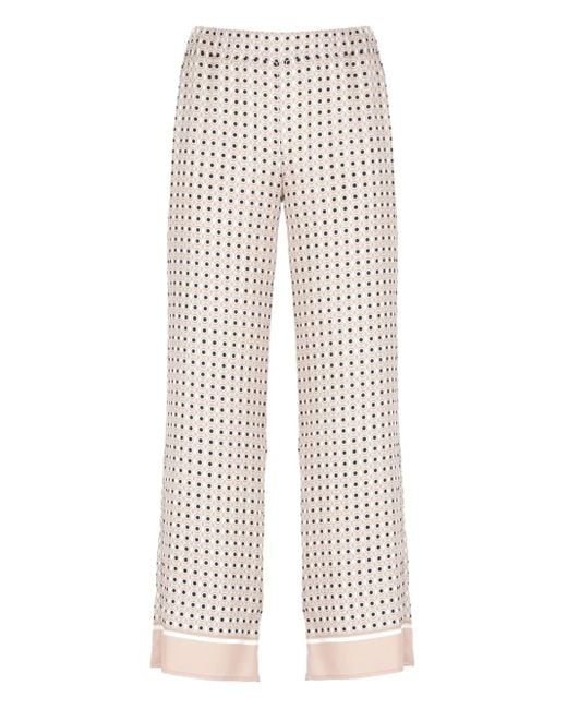 Kangra ジオメトリック ストレートパンツ White
