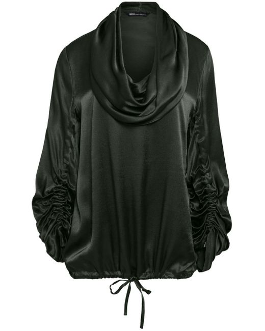 UMA | Raquel Davidowicz Black Bluse mit drapiertem Kragen