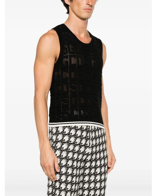 Gcds Black Monogram-Pattern Sleeveless Jumper for men