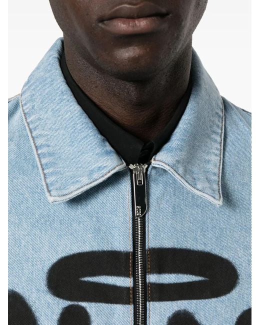 Gcds Blue Grafitti-print Cotton Denim Jacket for men