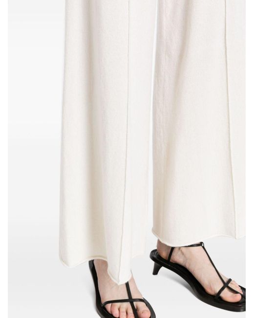 Lisa Yang White High-waisted Flared Cashmere Trousers