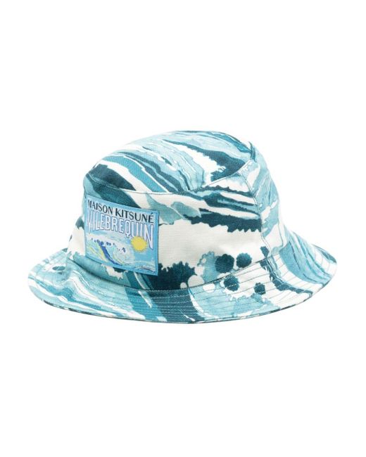 Sombrero de pescador con motivo tie-dye de x Vilebrequin Maison Kitsuné de hombre de color Blue