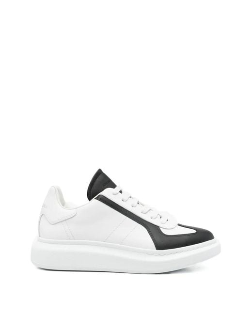 McQueen White Contrast-Panel Sneakers for men
