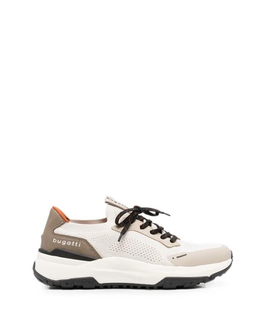 Bugatti White Logo-Print Panelled Sneakers for men