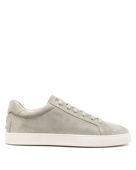 Tod's White Allacciata Cassetta Suede Sneakers for men