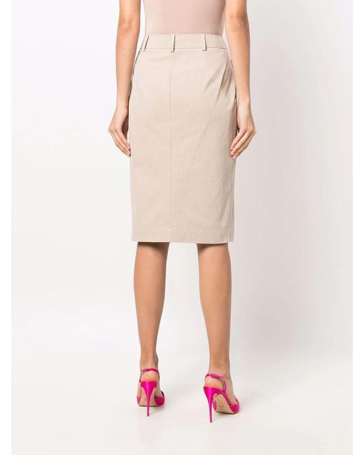 Moschino Natural Button-Up Midi Skirt