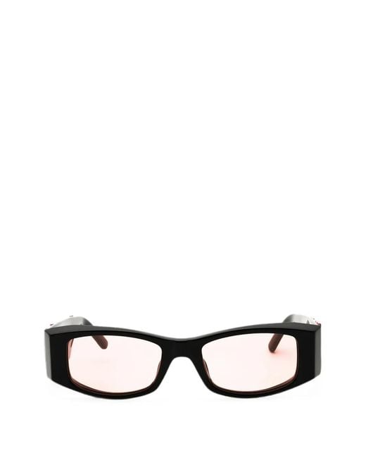 Palm Angels Black Angel Logo-Plaque Rectangle-Frame Sunglasses