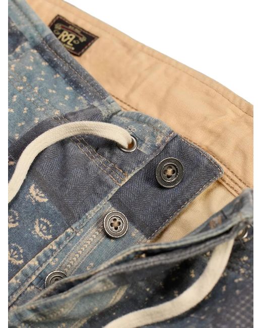 RRL Gray Patchwork Drawstring-Fastening Trousers for men