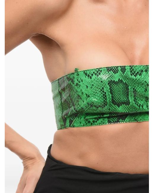 DSquared² Green Python-Effect Leather Top