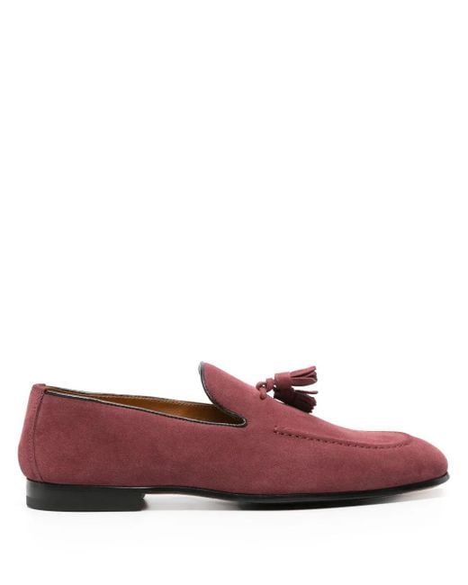 Doucal's Red Tassel-Detail Suede Loafers for men