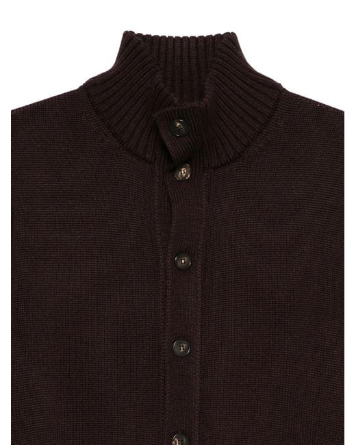 Zanone Black Button-Down High-Neck Cardigan for men