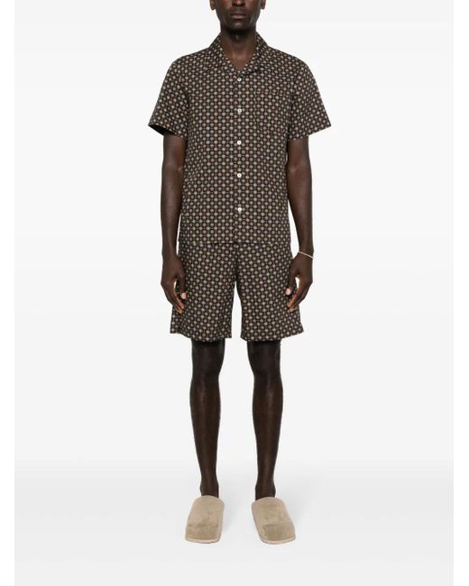 A.P.C. Black Vincento Geometric-Pattern Shorts for men