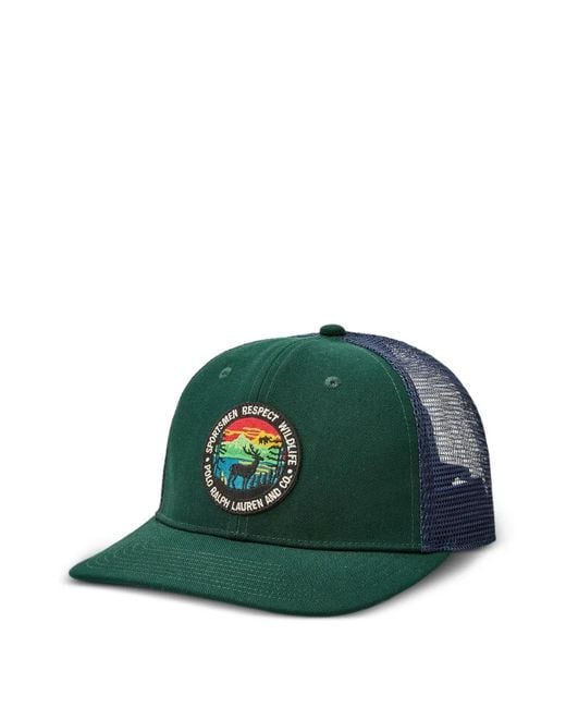 Polo Ralph Lauren Green Logo-Patch Mesh-Panel Cap for men