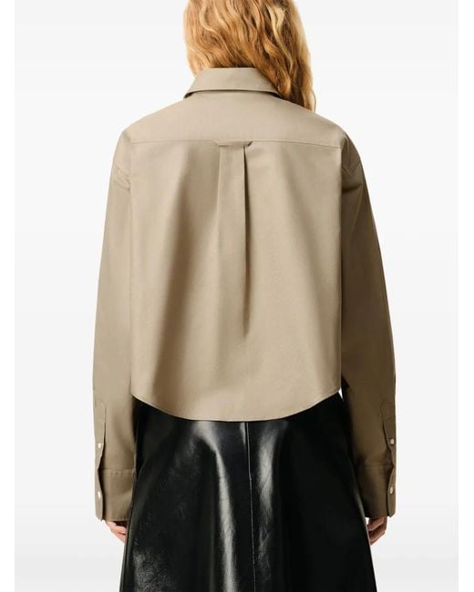 AMI Natural Cotton Cropped Embossed Ami De Coeur Shirt