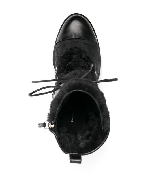 Giuseppe Zanotti Black Lace-Up Platform Boots