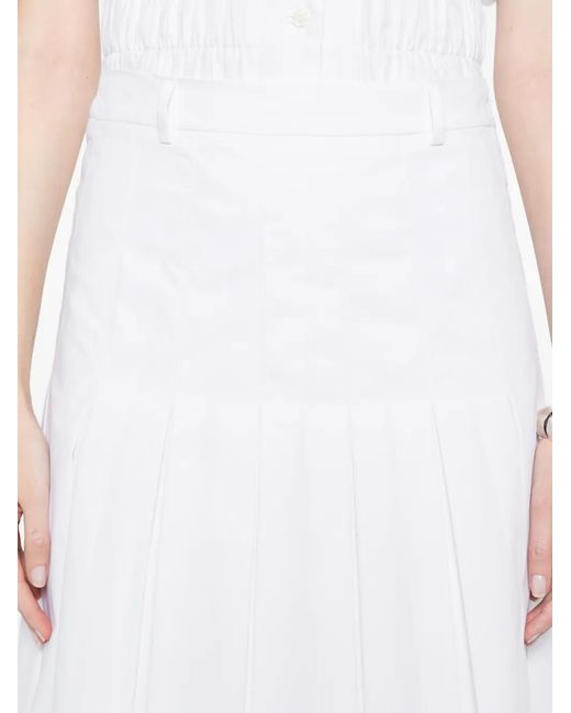 Vivetta White Pleated Midi A-Line Skirt