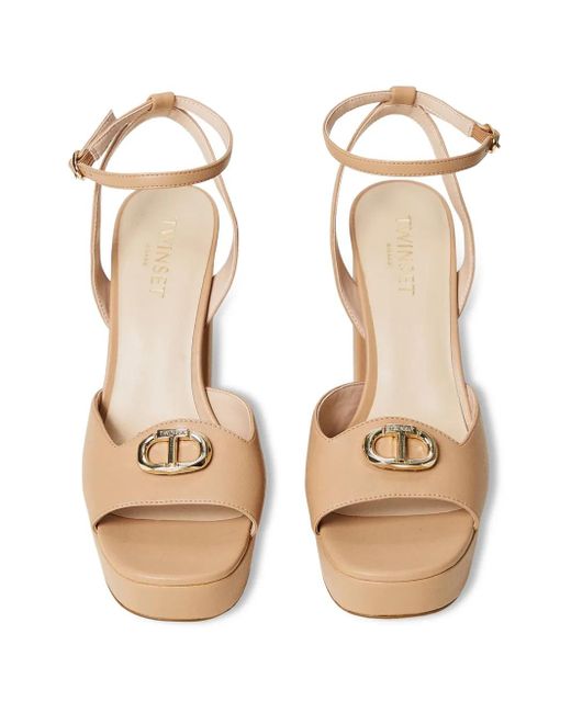 Sandalias con tacón de 120 mm Twinset de color White