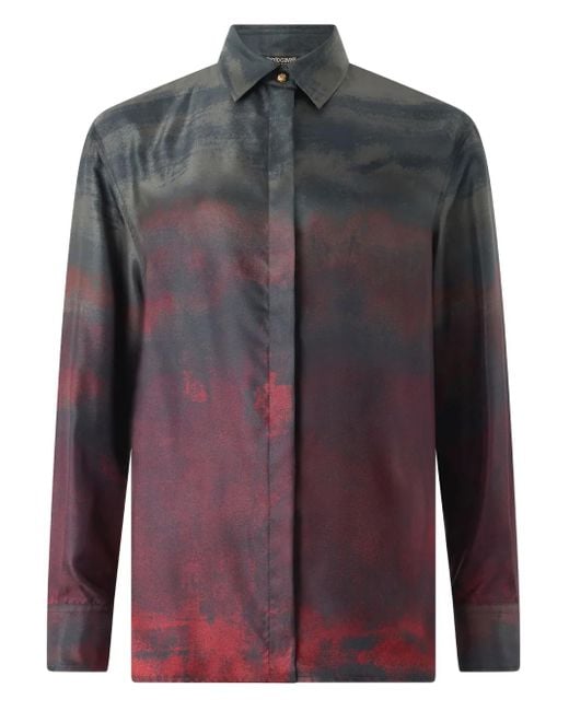 Roberto Cavalli Gray Button-Up Shirt