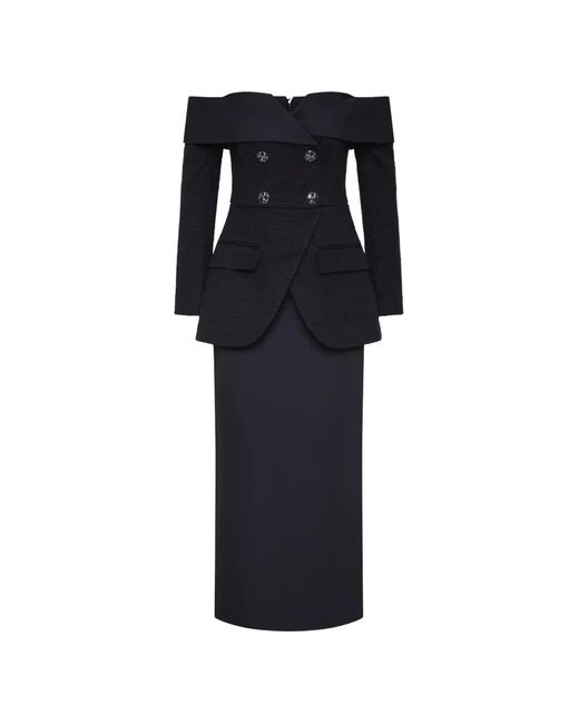 Rebecca Vallance Black Off-Shoulder Midi Dress
