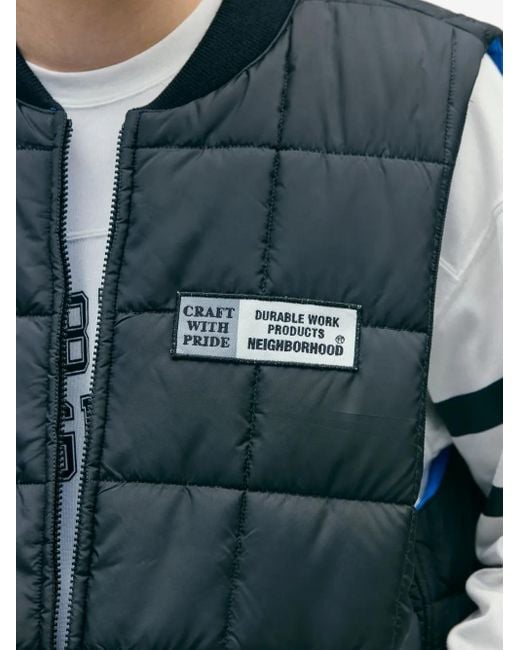 Neighborhood Blue Quilted Zip Gilet for men