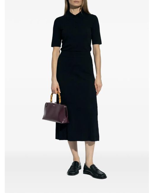 Jil Sander Black Knitted Polo Top
