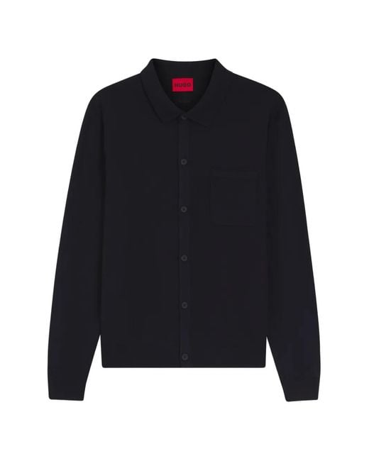 HUGO Blue Front-Pocket Cardigan for men