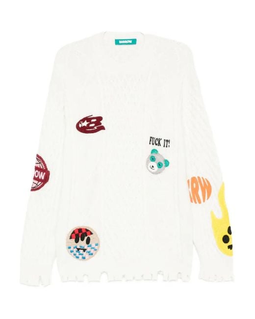 Barrow Distressed-Pullover Mit Patch in White für Herren