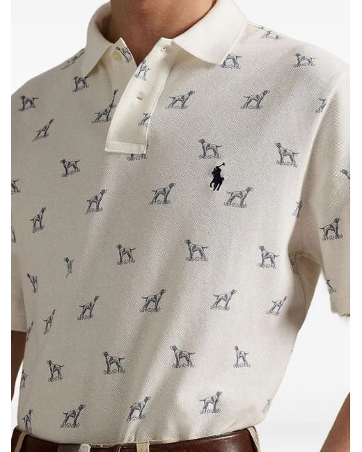 Polo Ralph Lauren Dog-Print Polo Shirt in White for Men | Lyst UK