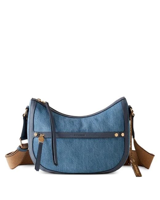 Borbonese Blue Petit Sac Porté Épaule Luna