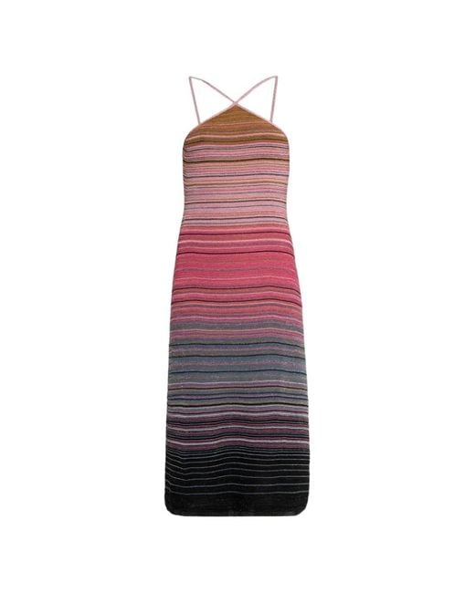 Akep Red Striped Midi Dress