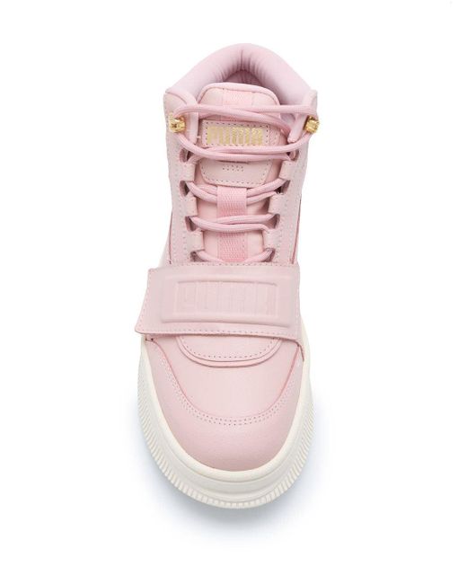 PUMA Leder Sneakers mit Klettverschluss in Pink - Lyst