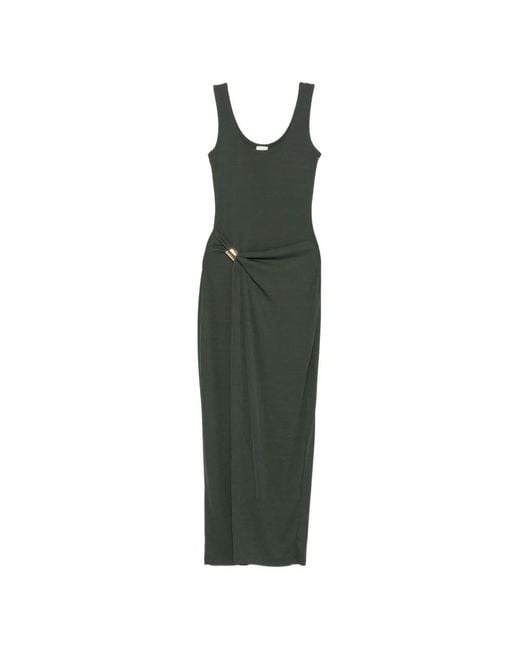 Nanushka Green Nenet Scoop-Neck Ruched Maxi Dress