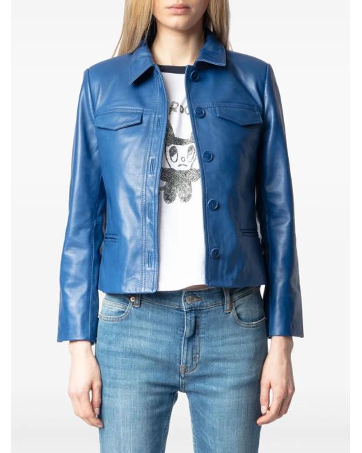 Zadig & Voltaire Blue Klassische Lederjacke