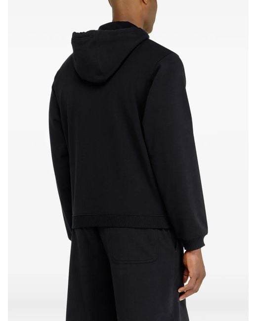 DIESEL Black Logo-Detail Zip-Up Cotton Hoodie for men