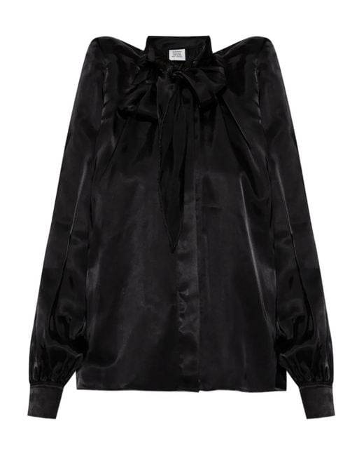Vetements Black Shoulder-Pads Bow Shirt