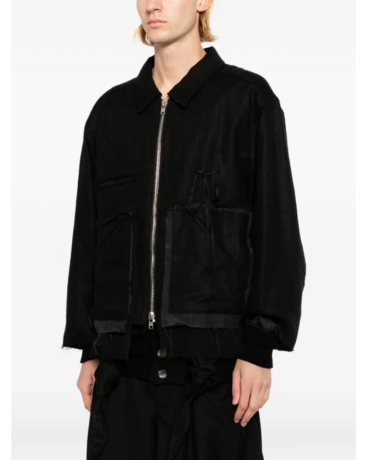 Midorikawa Black Raw-Edge Zip-Up Jacket for men