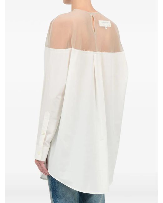 MM6 by Maison Margiela White High-Cut Cuffed Cotton Shirt