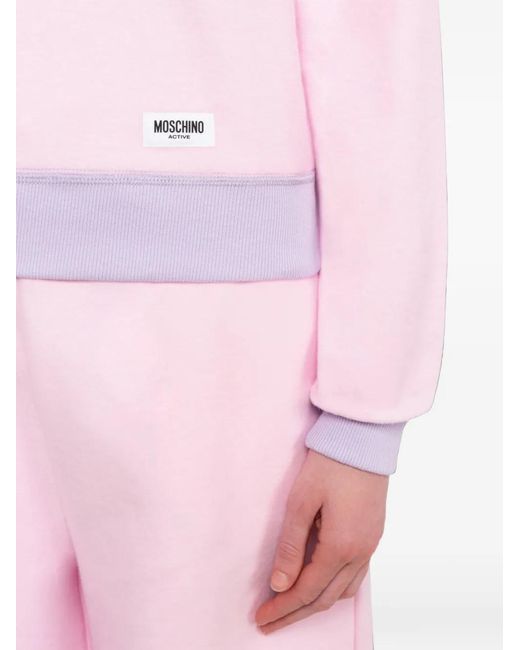 Moschino Pink Logo-Patch Drawstring Hoodie