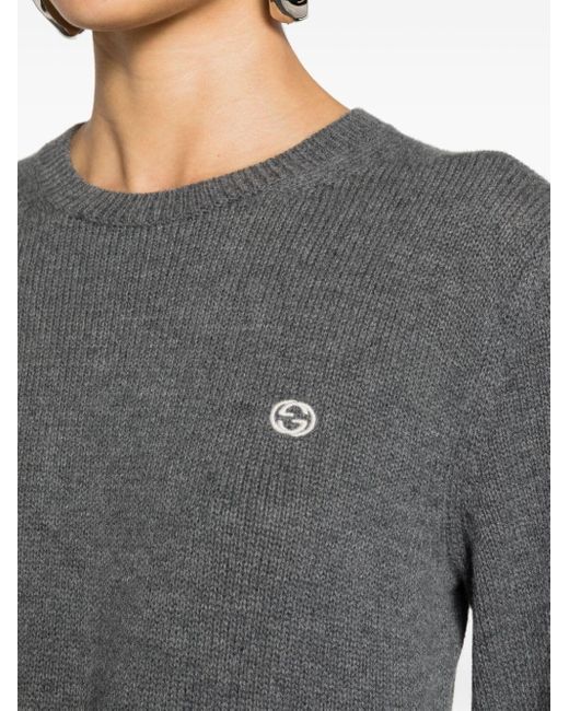 Gucci Wollen Trui Met Ronde Hals En GG-logo in het Gray