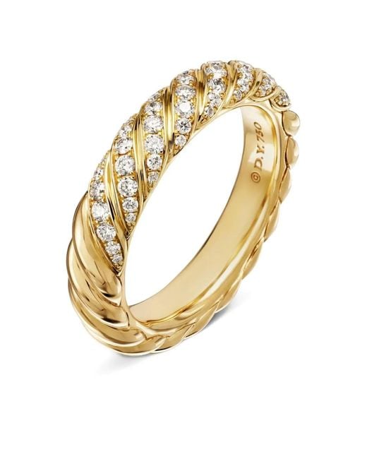 David Yurman Metallic 18Kt Sculpted Cable Diamond Band Ring (4.6Mm)