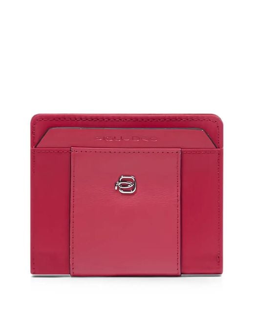 Piquadro Red Logo-Plaque Leather Card Holder