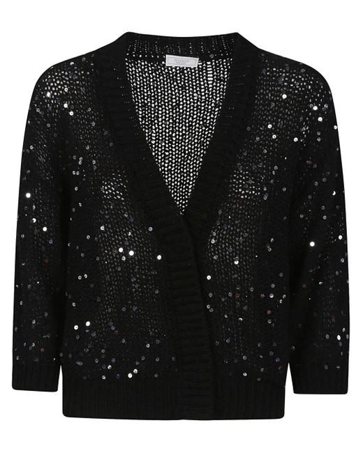 Peserico スパンコール カーディガン Black