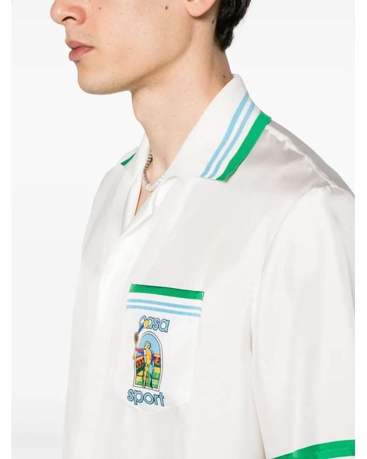 Casablanca White Casa Sport Silk Shirt for men