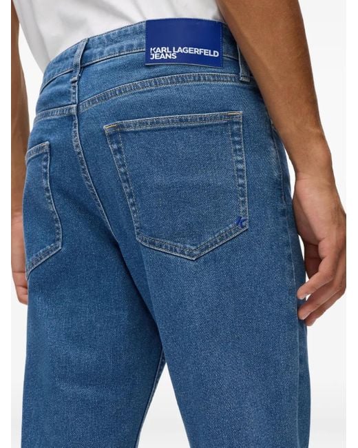 Karl Lagerfeld Blue Logo-Patch Jeans for men