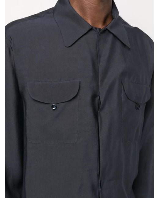 Giorgio Armani Blue Long-Sleeve Button-Up Shirt for men