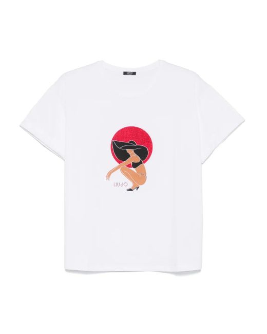 Liu Jo White Graphic-Print T-Shirt