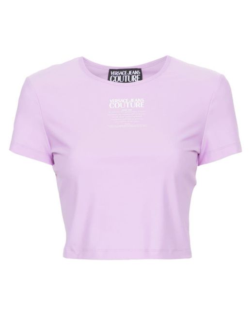 Versace Pink Cropped-T-Shirt mit Logo-Print