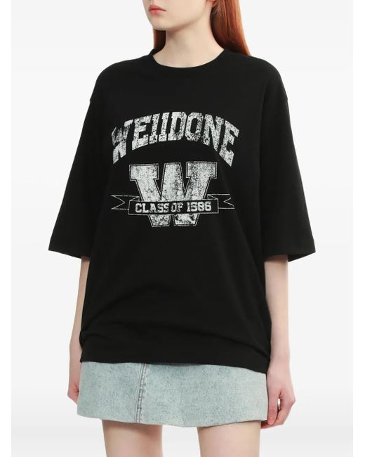 we11done Black Graphic-Print T-Shirt