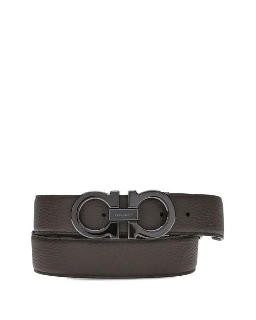 Ferragamo メンズ ブラック ガンチーニ リバーシブルベルト 【公式通販】